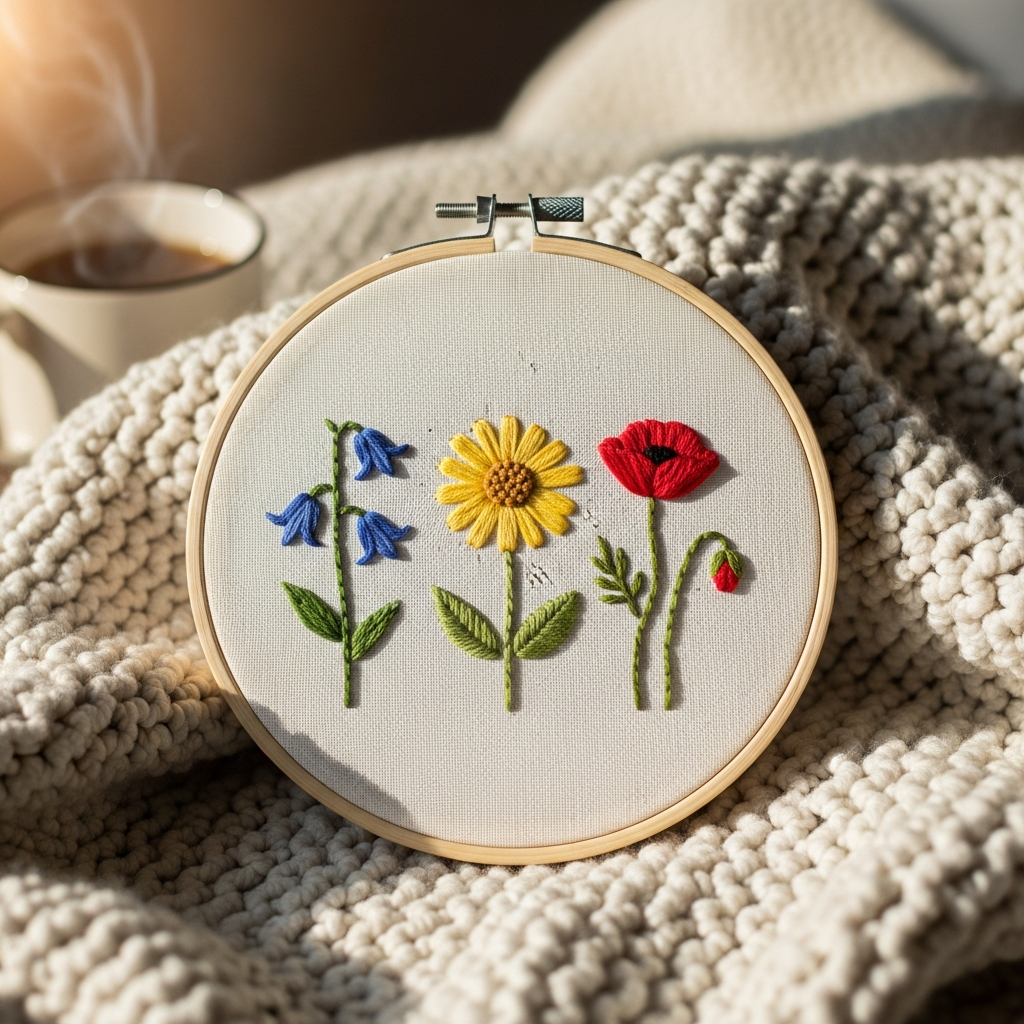 Готовая работа в пяльцах