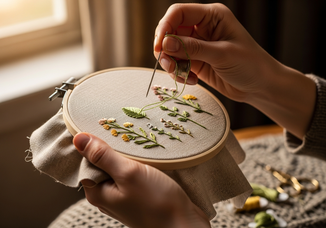 Руки за вышивкой